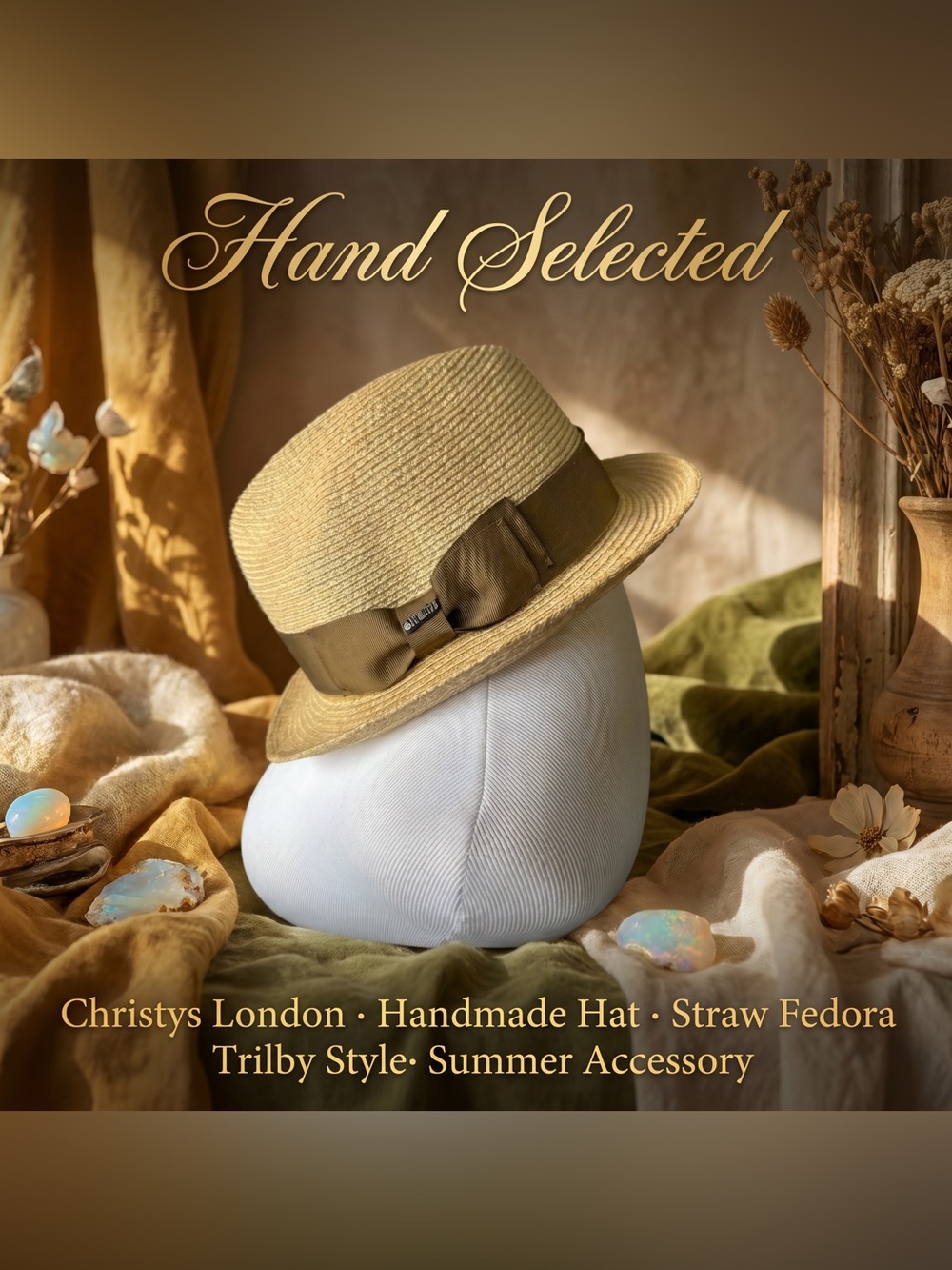 Christy’s London Est 1773 Handmade Straw Fedora Trilby Hat - size Medium